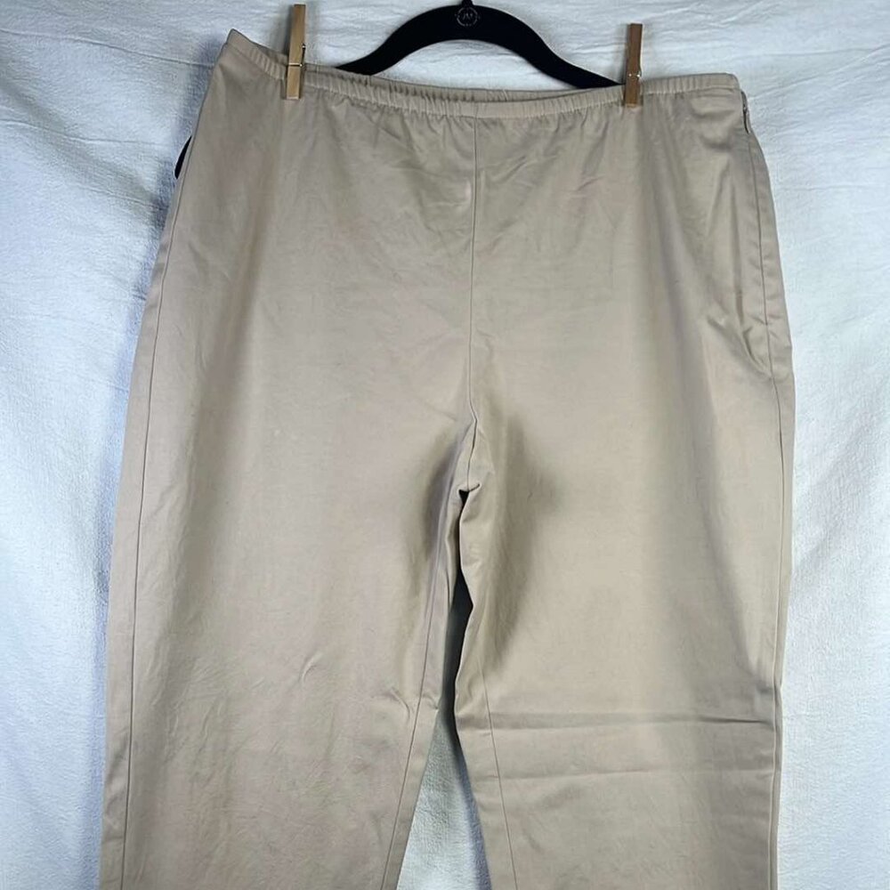 Eileen Fisher Pants Womens Medium Beige Flat Front Straight Leg Side Zip Comfort
